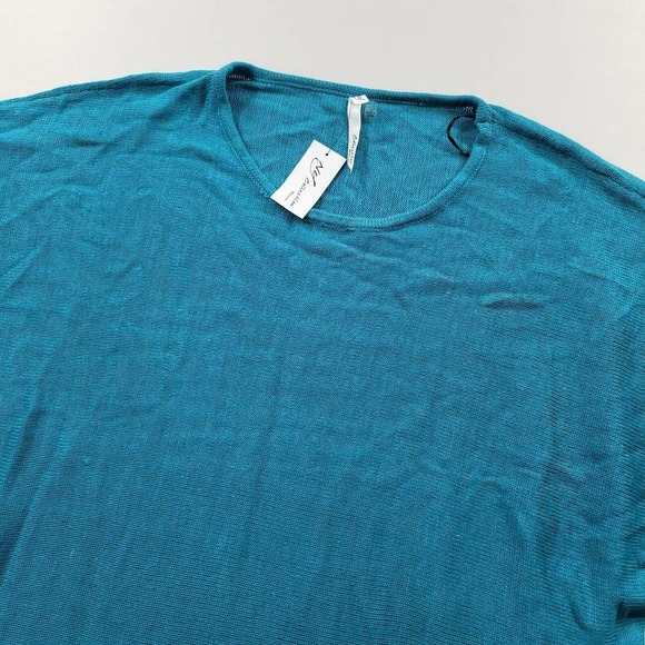 NY Collection Ruffled Sheer Pullover Sweater Womens Plus 1X Blue Teal - Picture 3 of 7